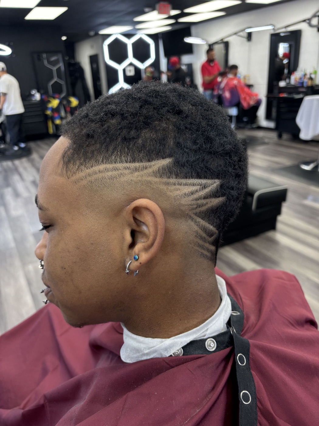 Freestyle design cut with sharp lines