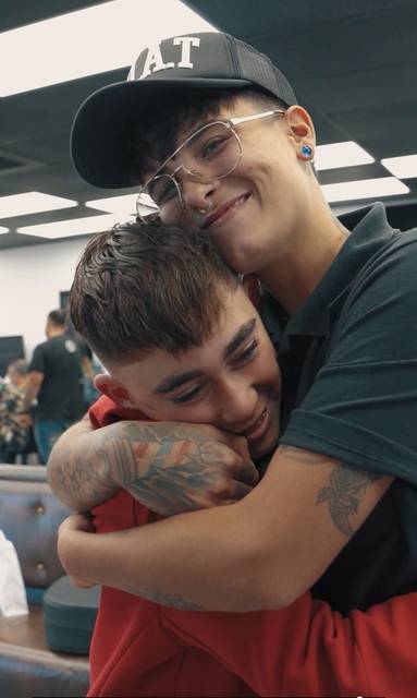 Steph hugging a longtime client