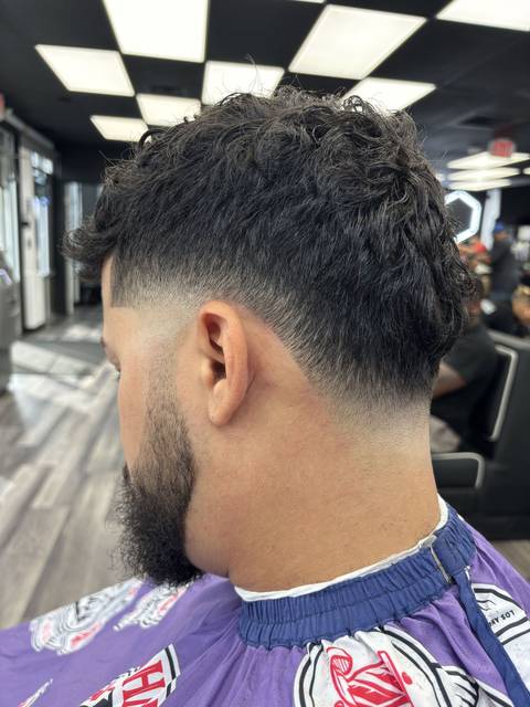 Curly fade from the back